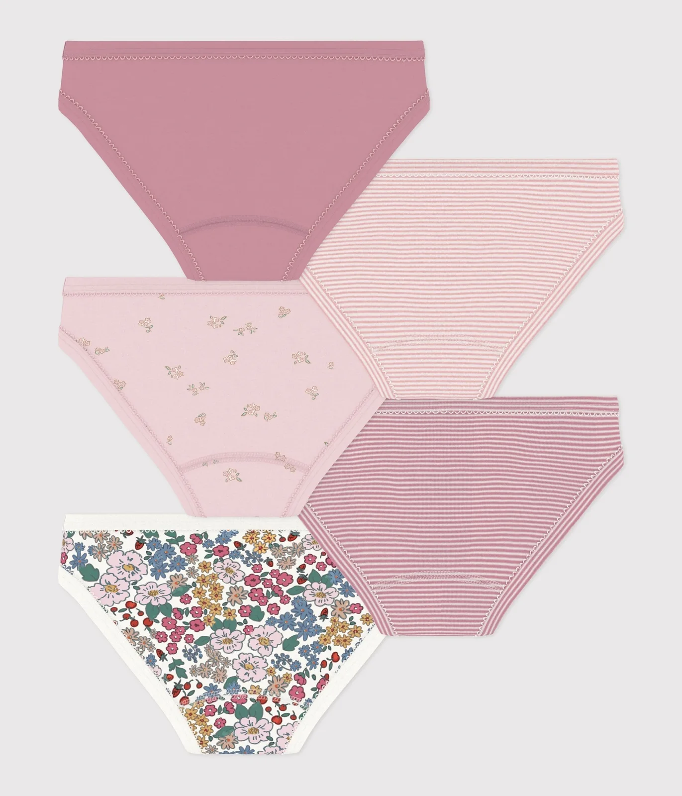 Pack of children's flower-patterned cotton pants