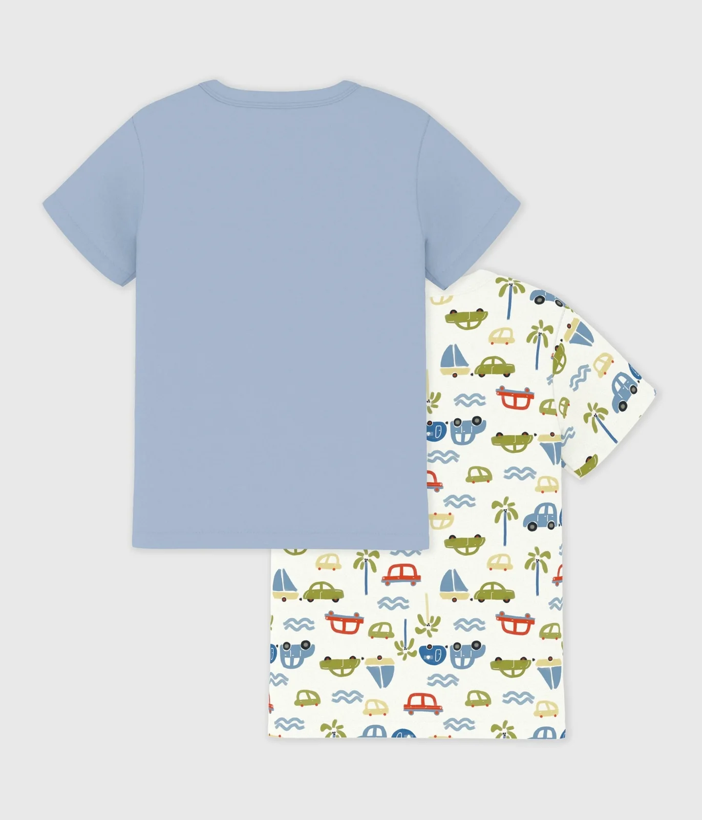 Pack of children's short-sleeved cotton T-shirts with cars