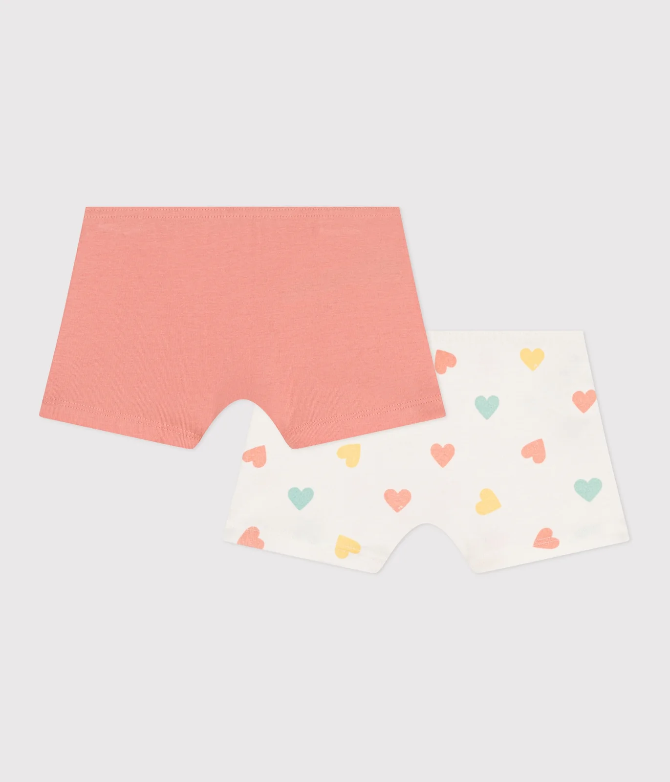 Children's long heart-print cotton shorties - 2-pack