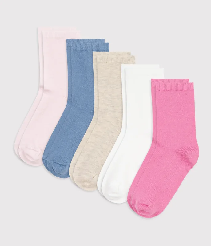 Children's plain cotton socks - 5-pack