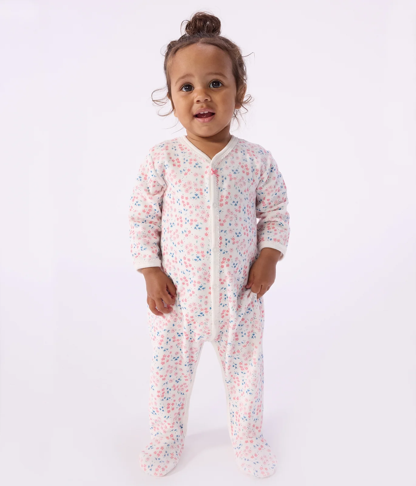 Babies' floral-print velour pyjama suit