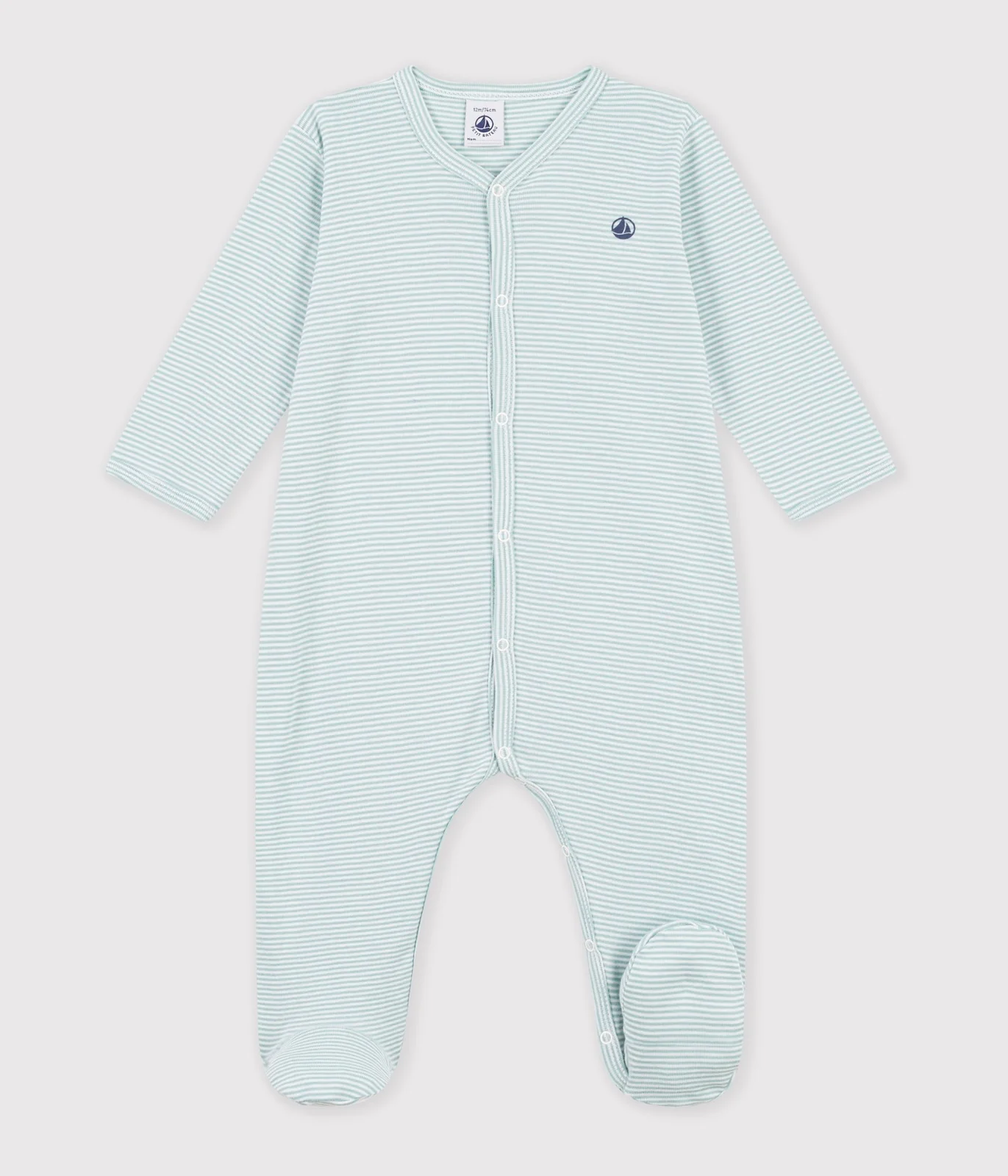 Babies' pinstriped cotton pyjama suit