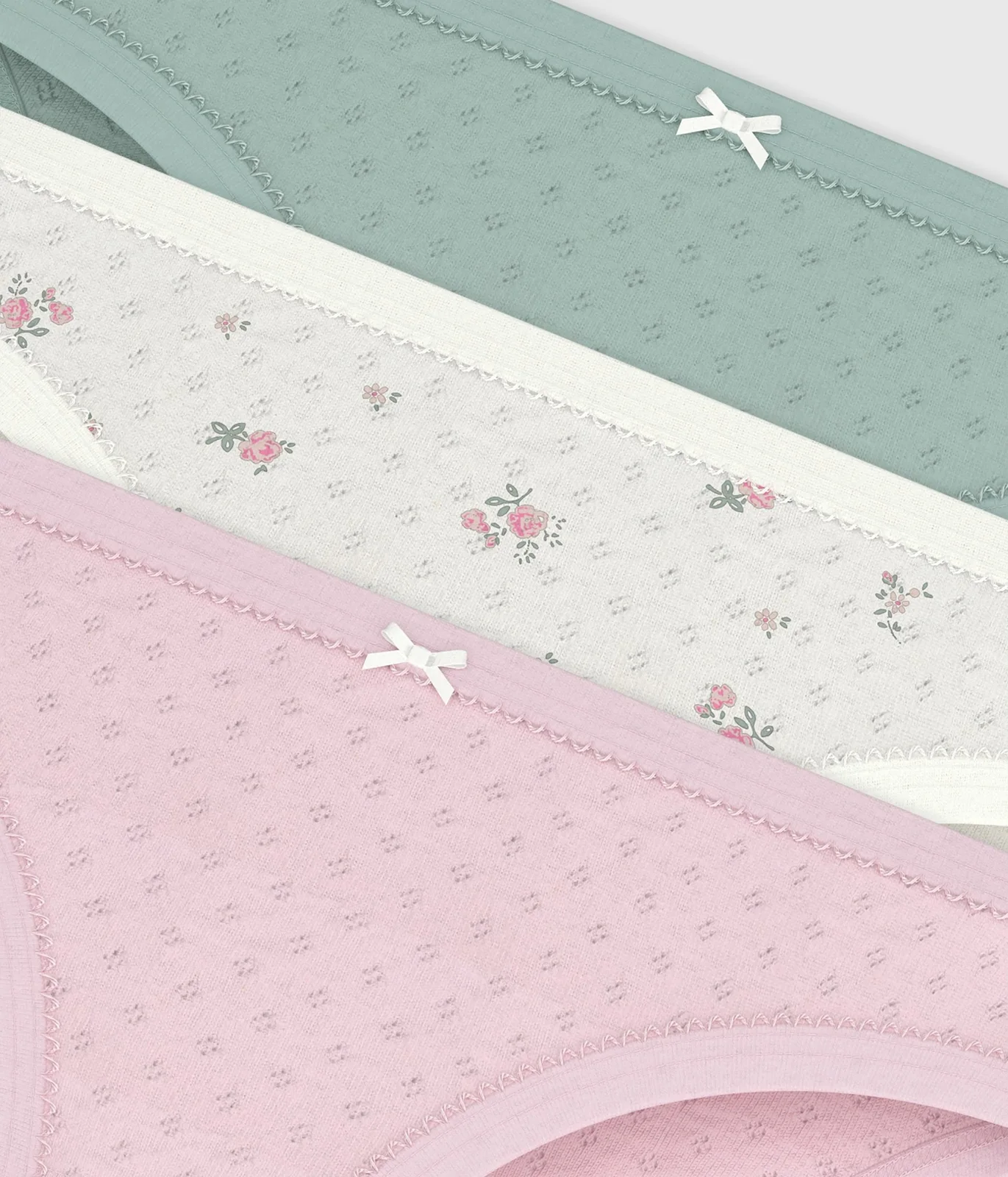 Pack of children's flower-print openwork cotton pants