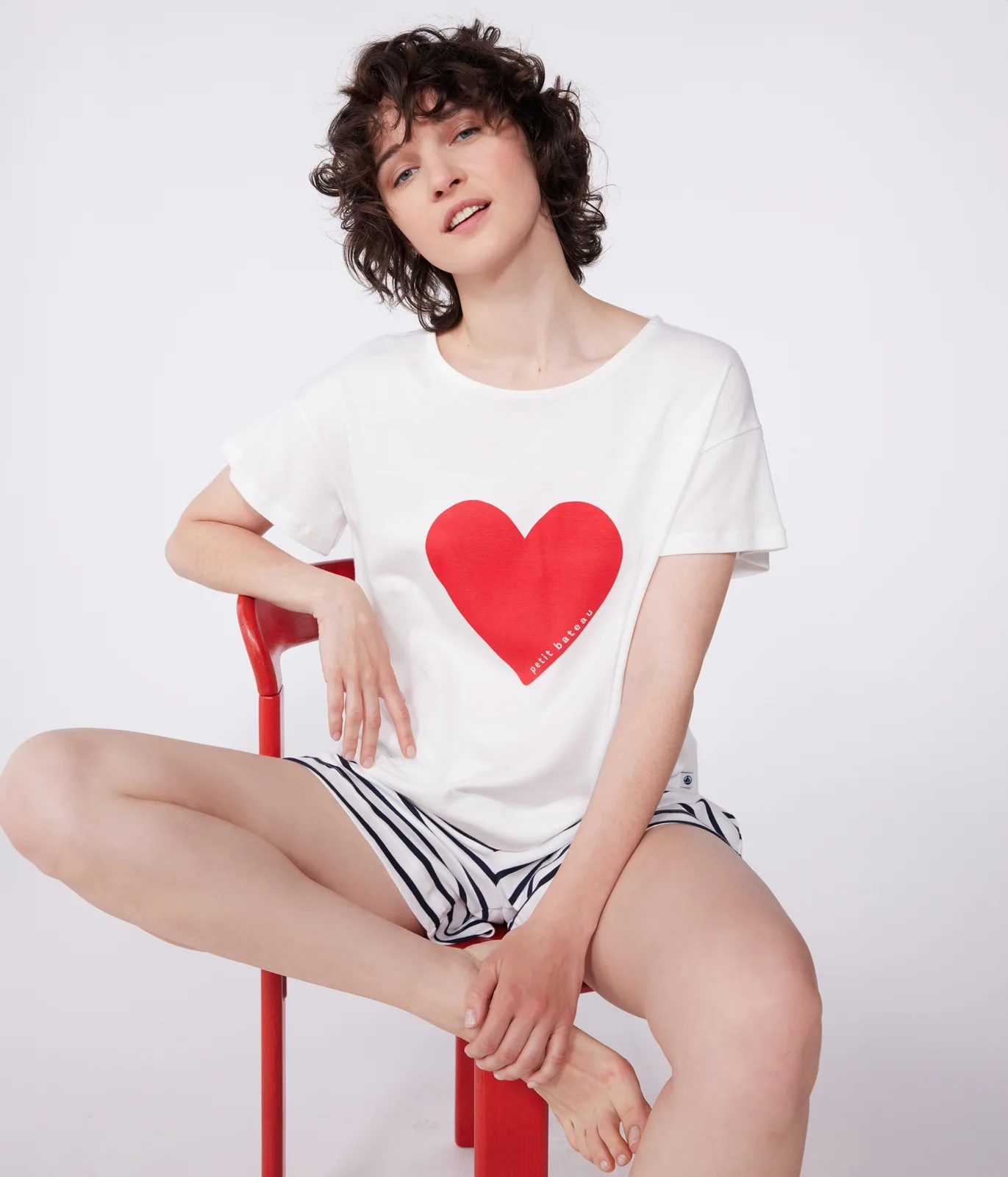 Women's short heart print cotton pyjamas
