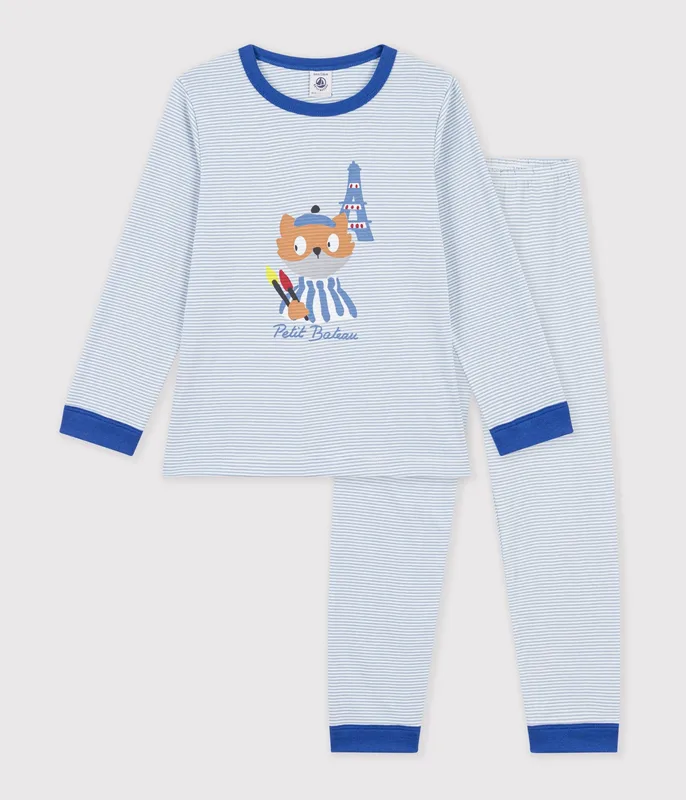 Children's stripy cotton pyjamas
