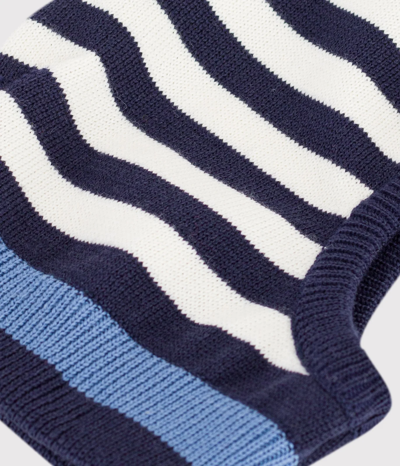 Babies' stripy wool and cotton balaclava