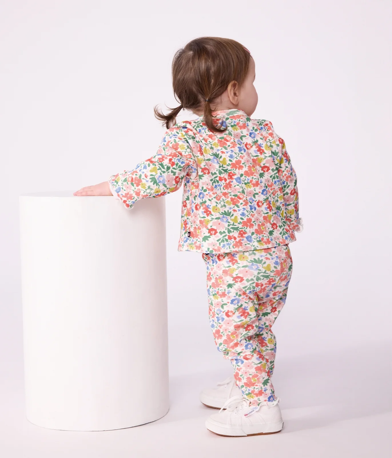 Babies' floral-print cotton cardigan