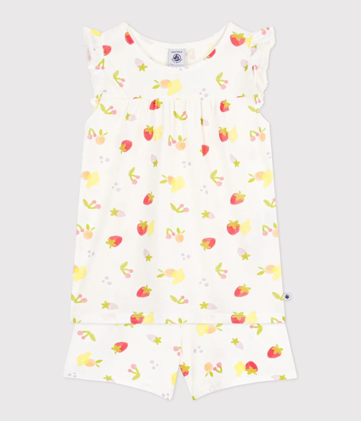 Children's short cotton pyjamas printed with fruit