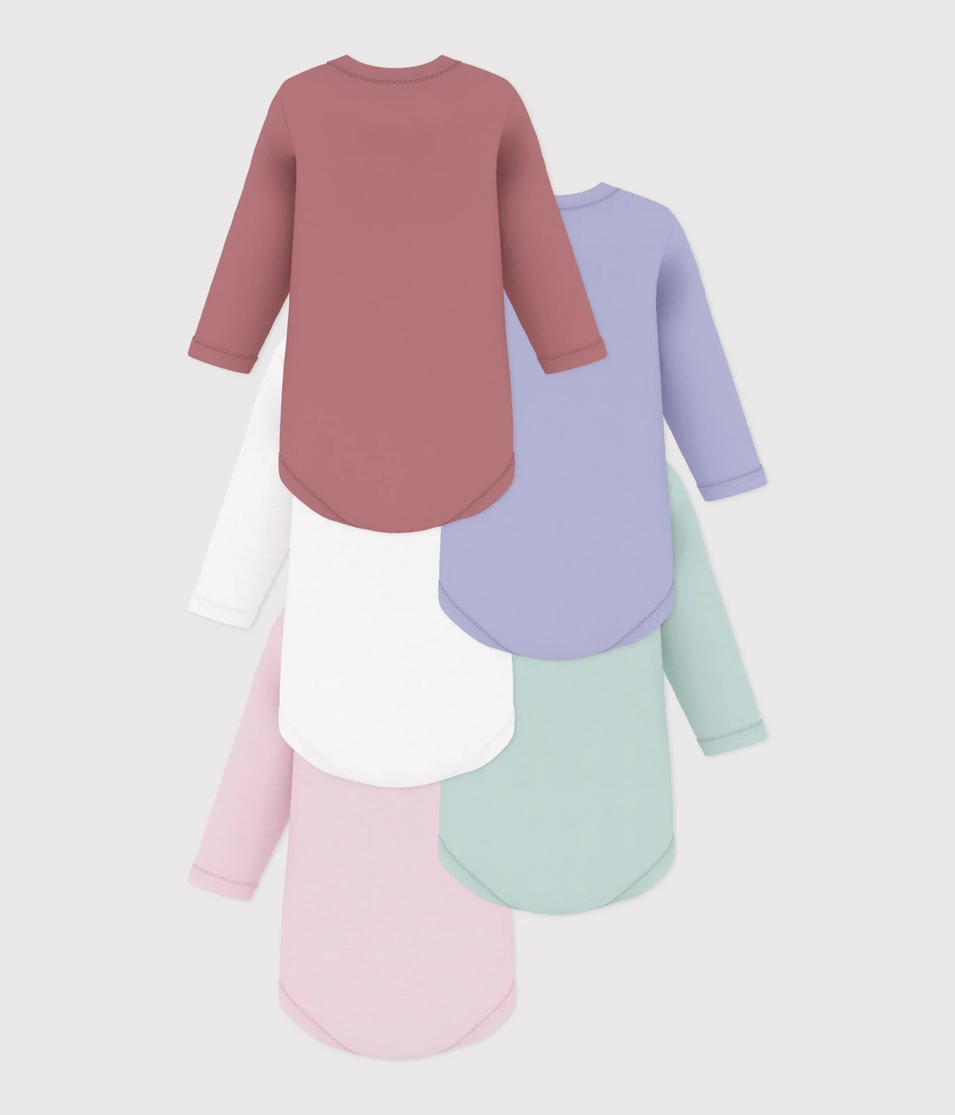 Pack of plain cotton long-sleeved bodies for babies