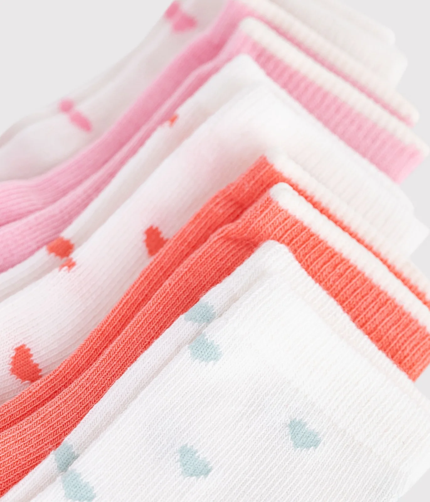 A pack of  pairs of babies' heart-pattern cotton socks
