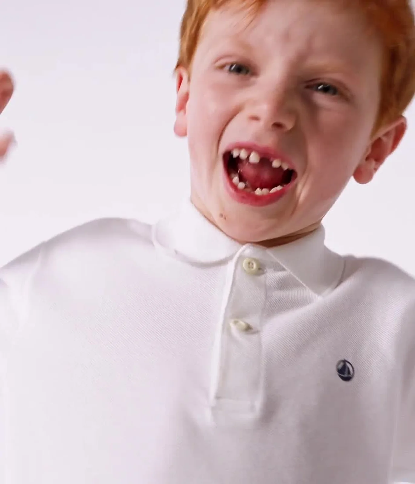 Children's plain long-sleeved cotton polo shirt