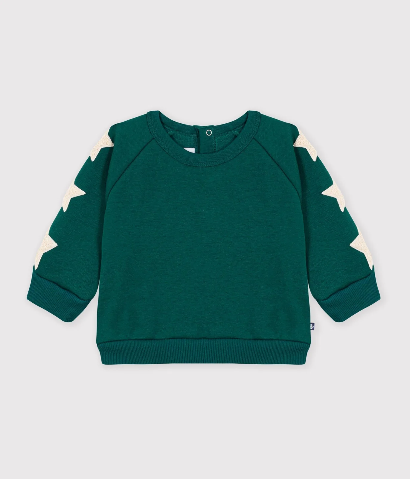 Babies' plain cotton sweatshirt with star badges