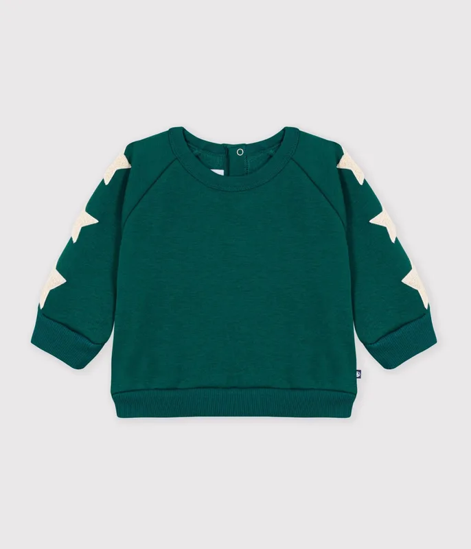 Babies' plain cotton sweatshirt with star badges
