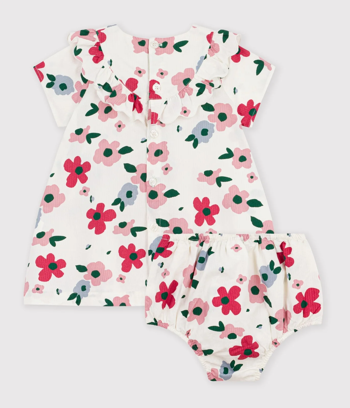 Babies' short-sleeved floral print cotton dress