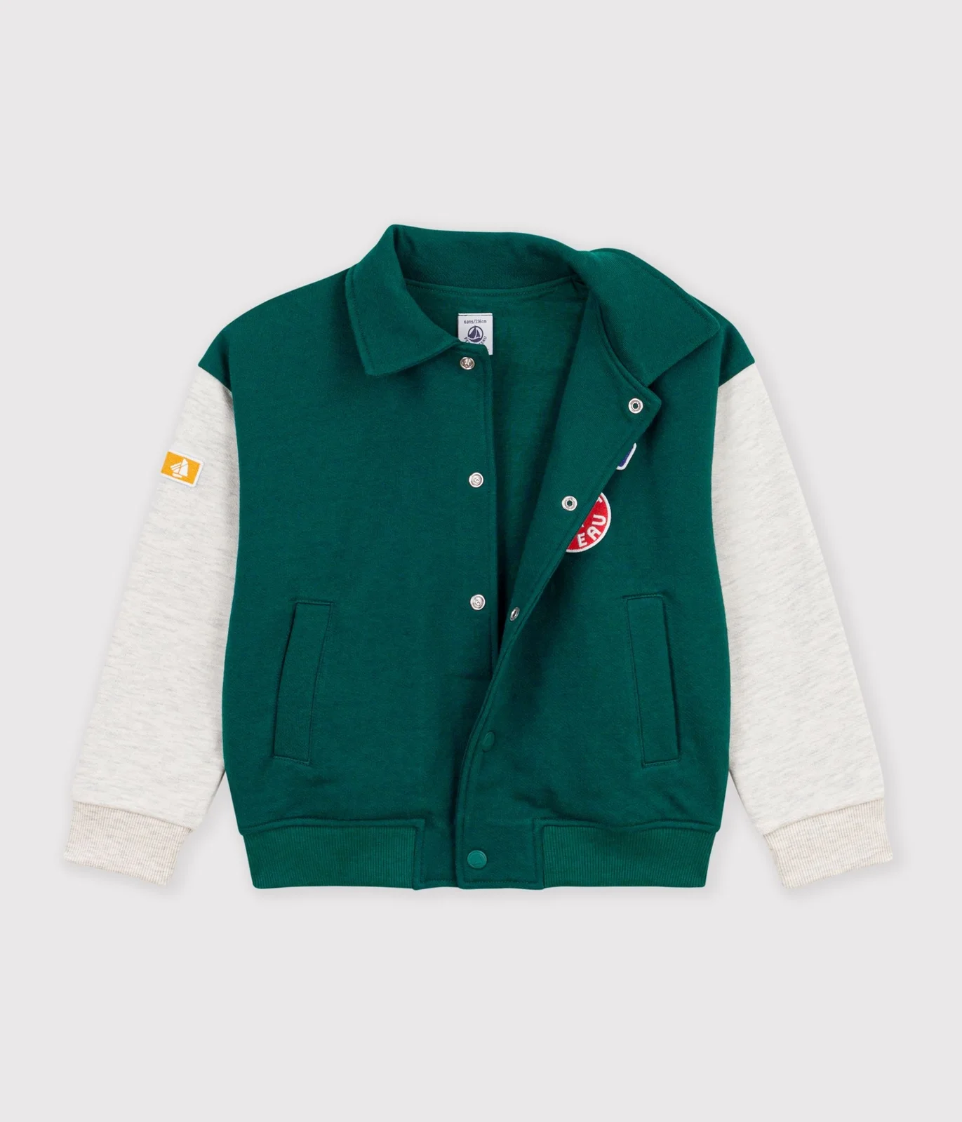 Children's varsity-style jacket in colourblock cotton