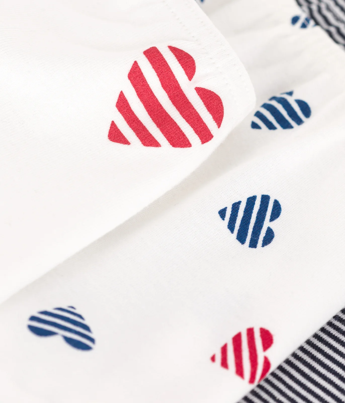 Children's long heart-print cotton shorties - 3-Pack