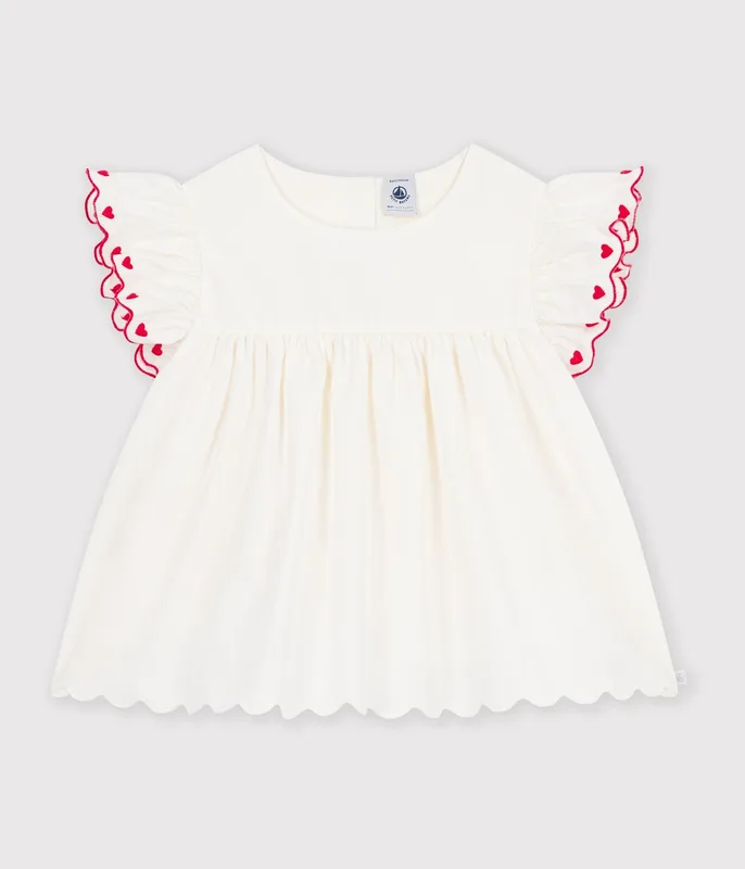 Children's plain short-sleeved cotton blouse