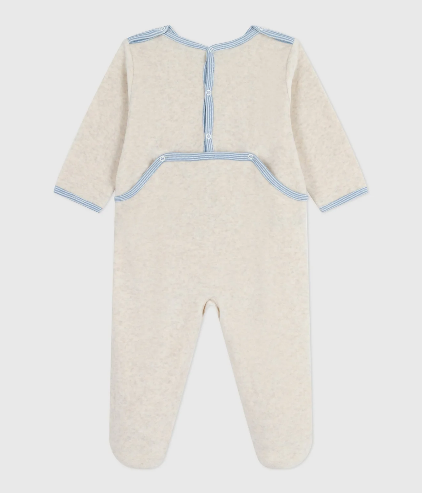Babies' plain velour pyjama suit with a back opening