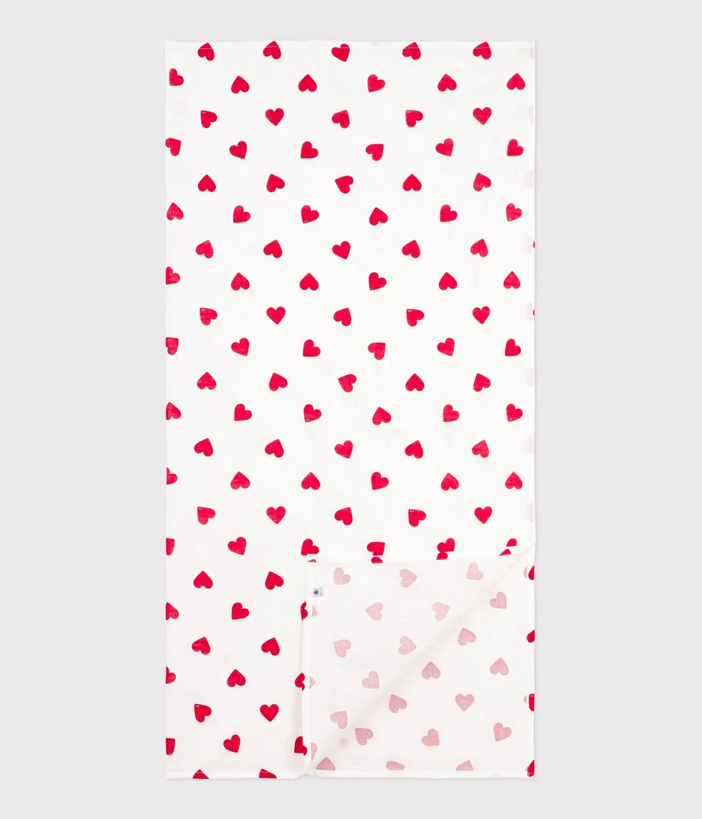 Red heart print cotton muslin for babies