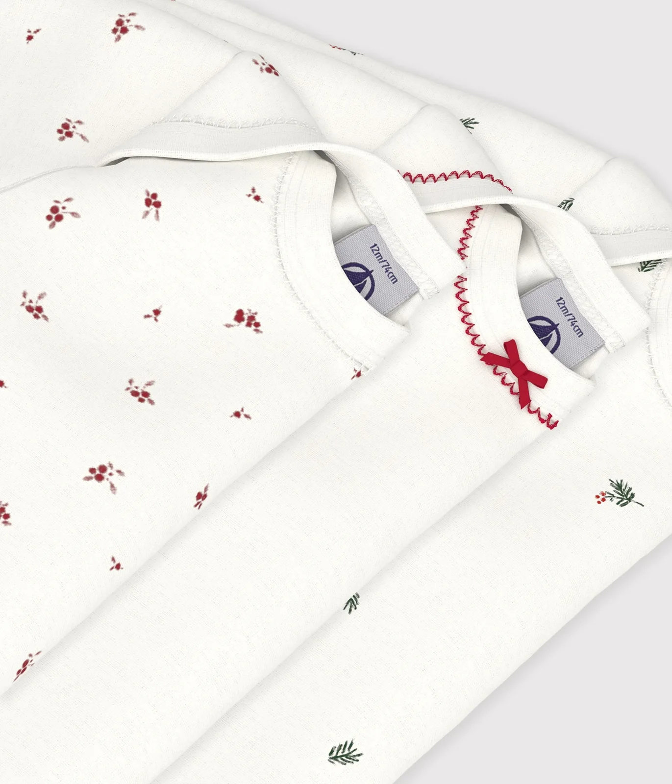 Pack of long-sleeved printed cotton bodies for babies