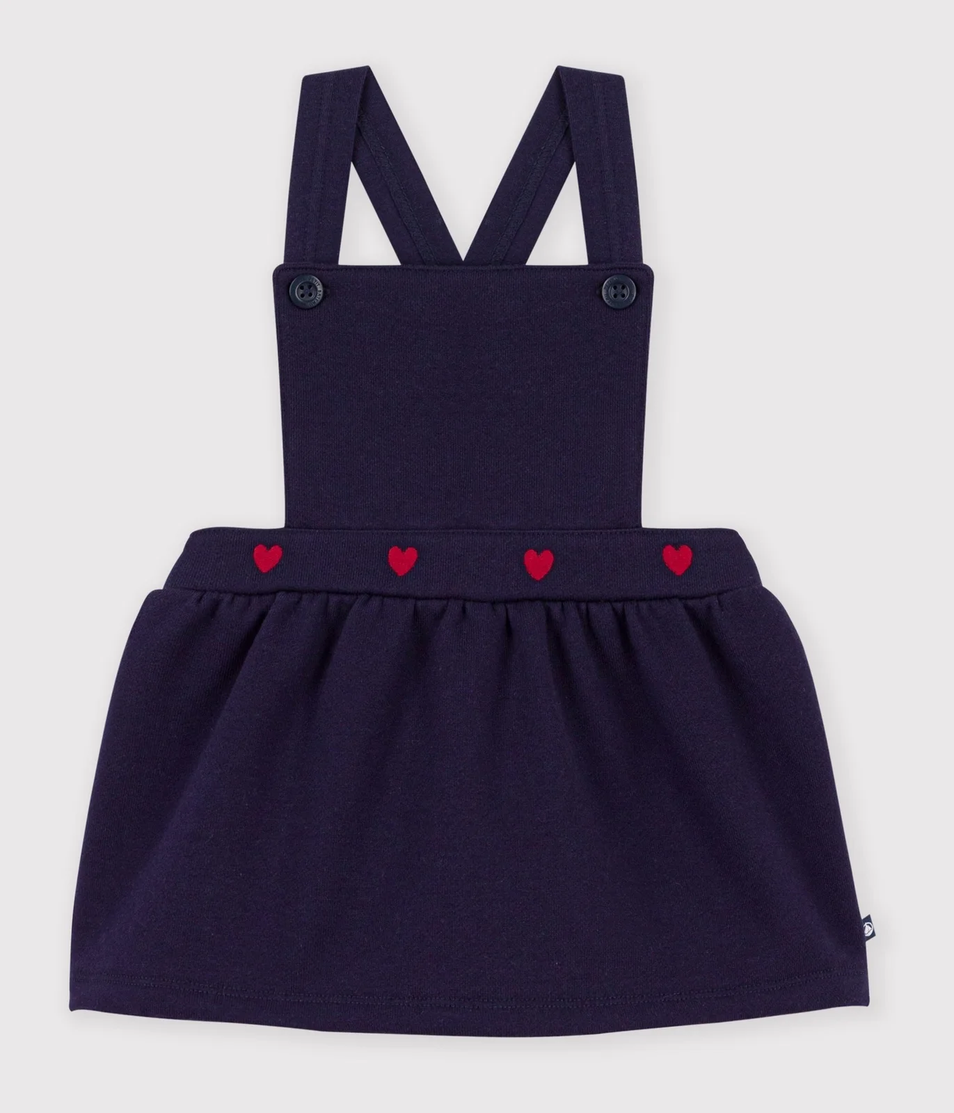 Babies' sleeveless cotton dress embroidered with hearts