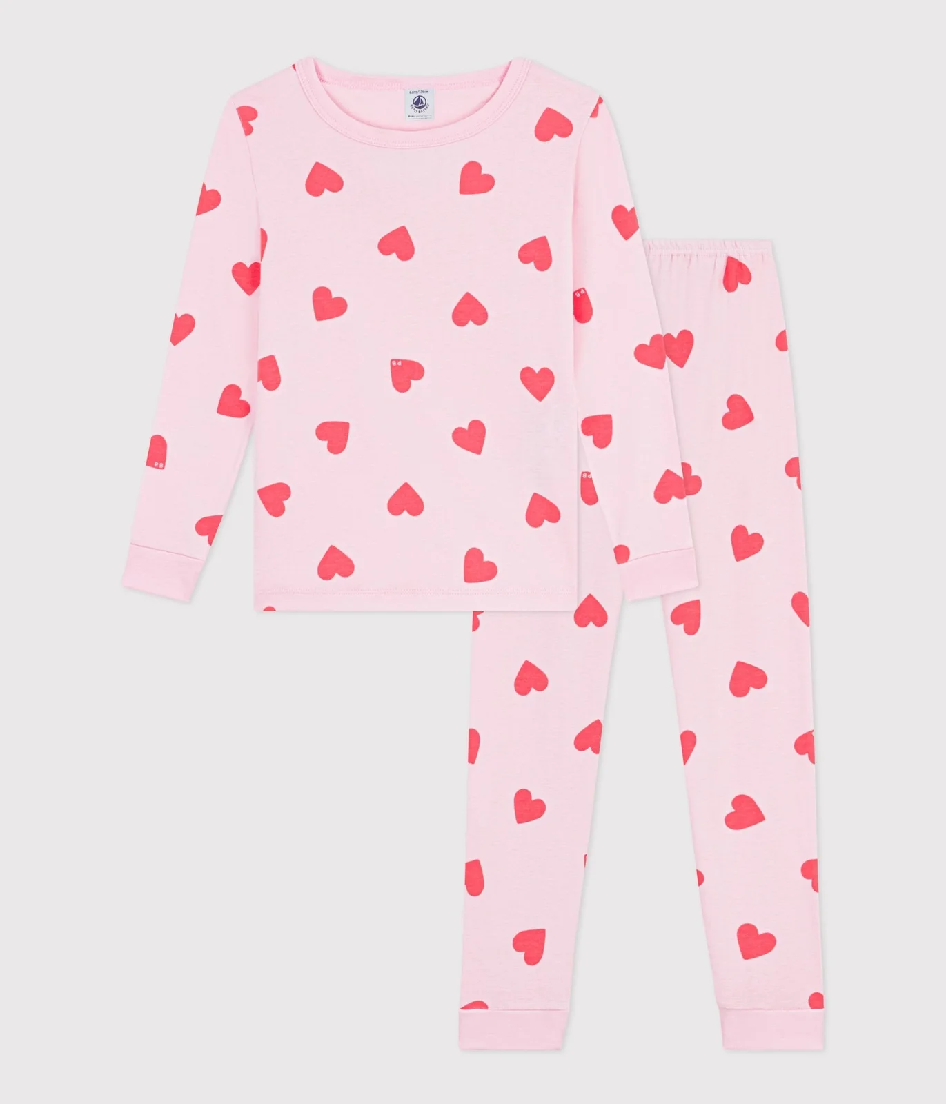 Children's snug-fitting cotton heart print pyjamas
