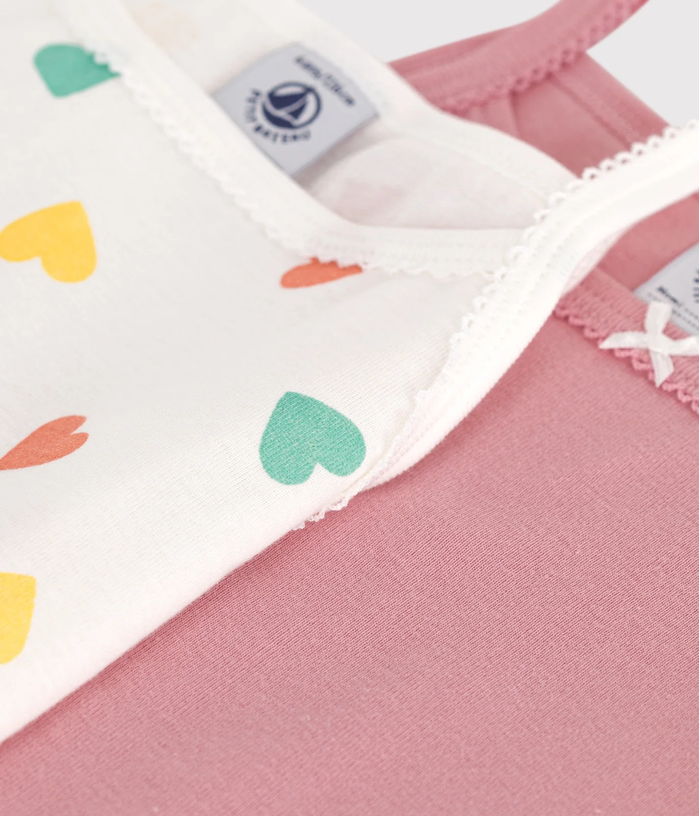 Pack of 2 children's cotton tank tops with hearts