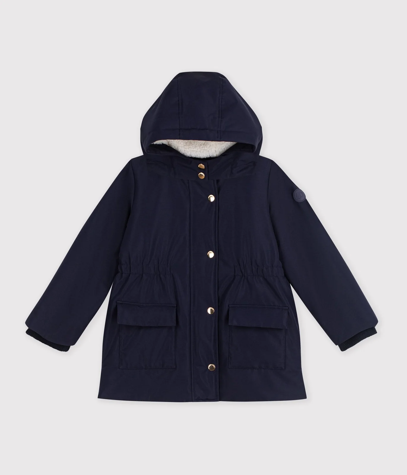 Children's plain mid-length parka