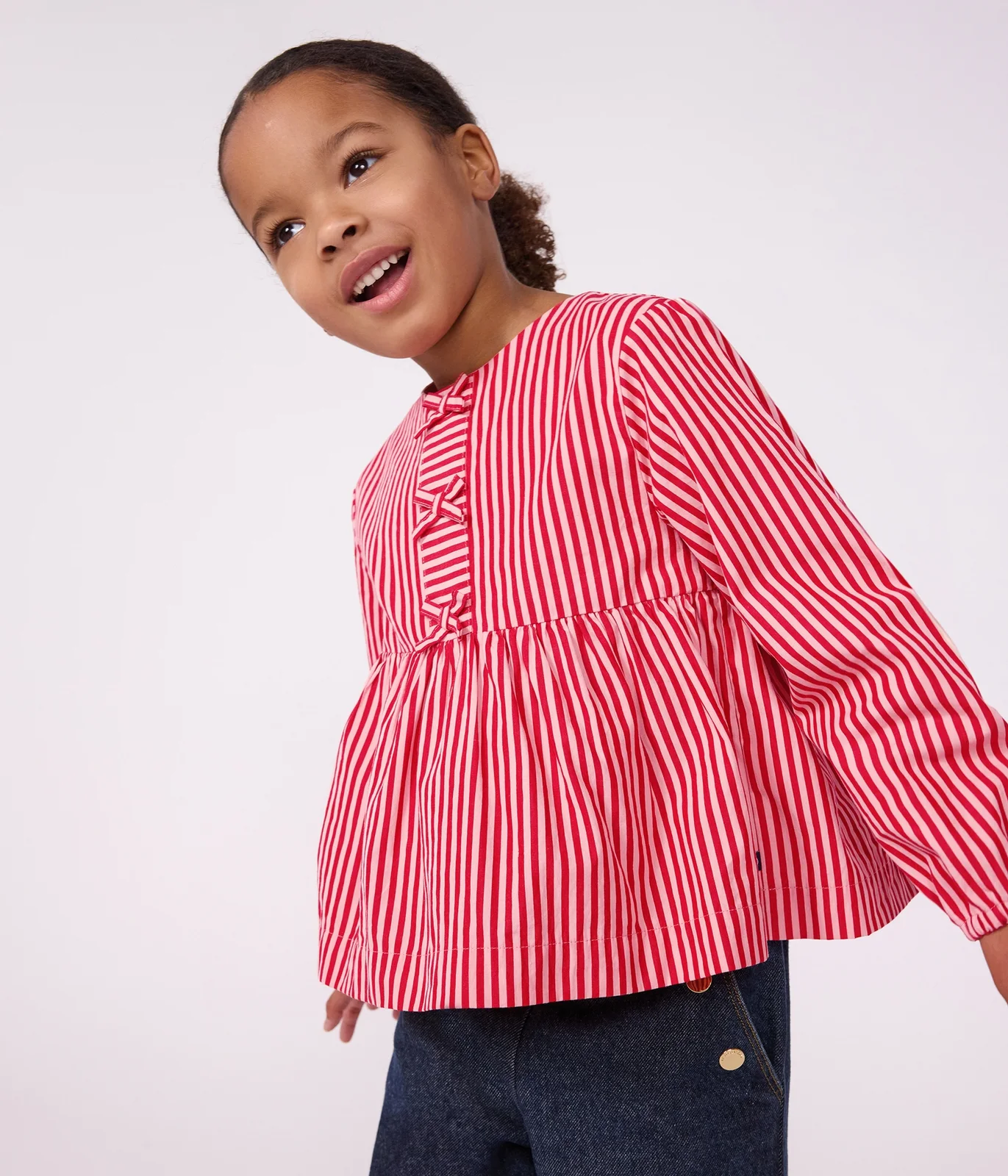 Children's long-sleeved stripy cotton blouse