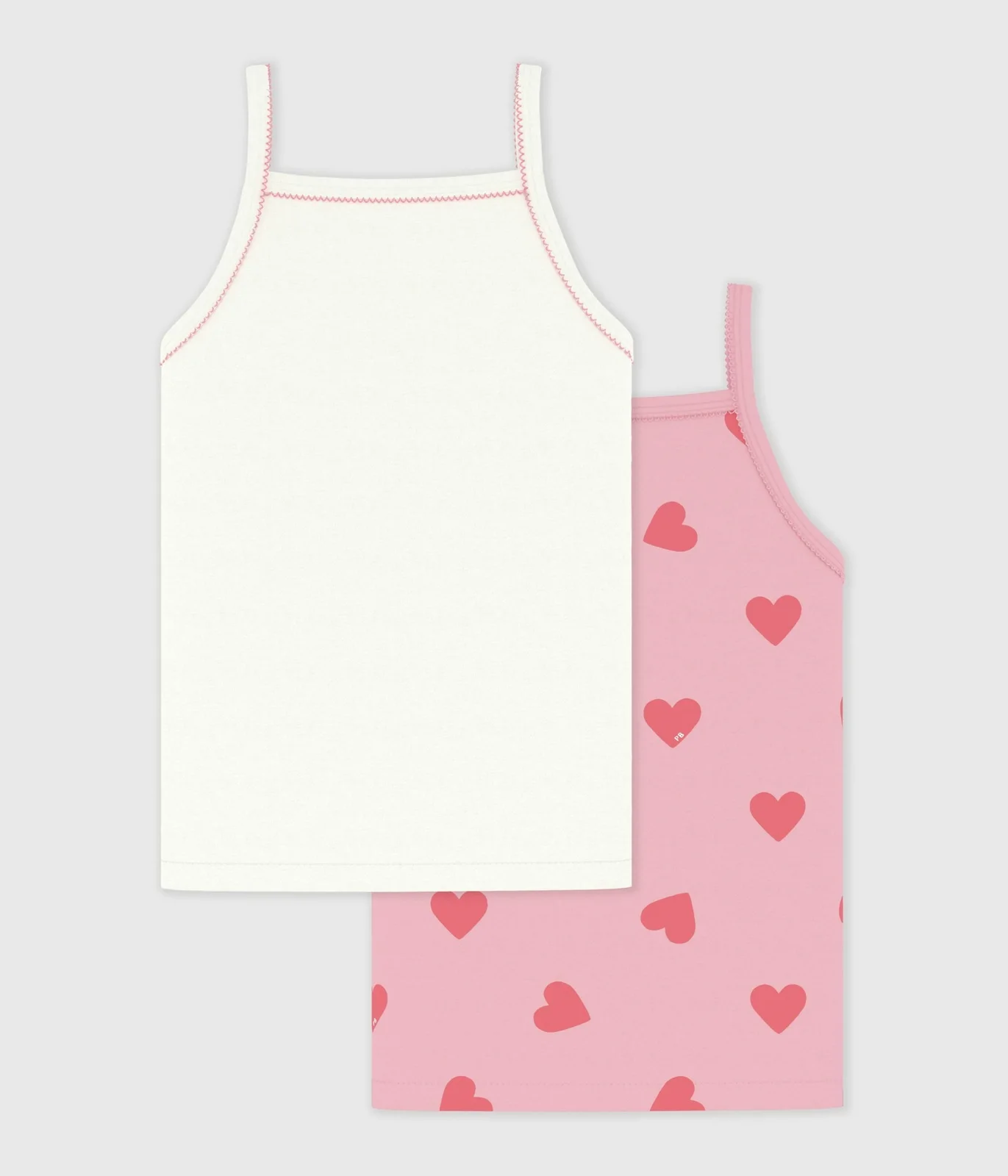 Pack of children's heart print cotton tank tops