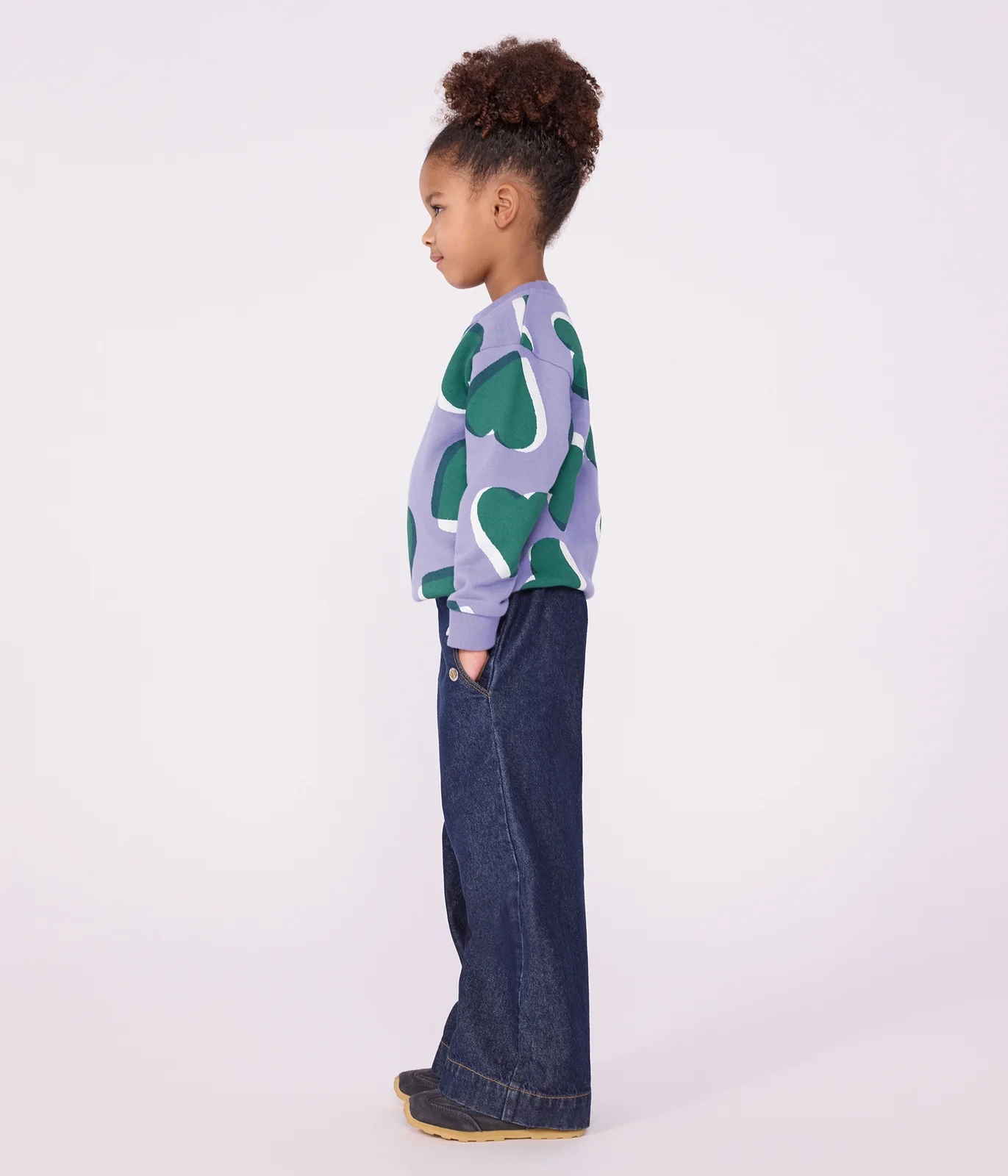 Children's wide-leg denim trousers