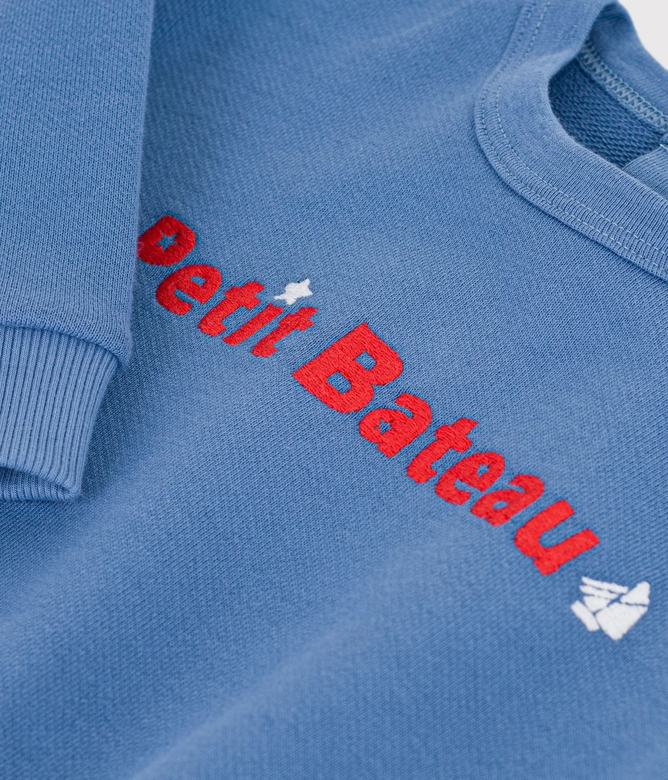 Babies' sweatshirt in plain cotton with embroidery