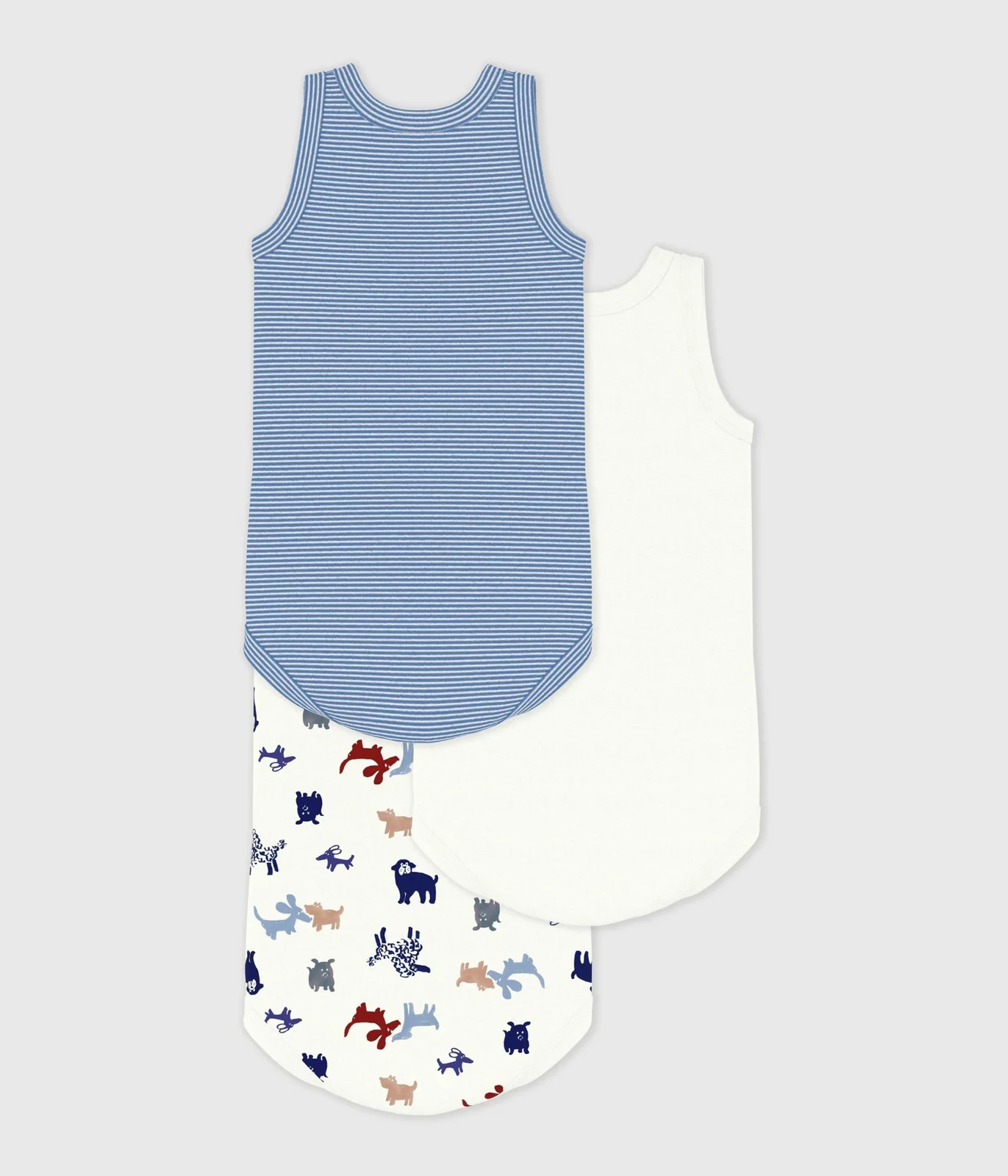 Pack of babies' sleeveless dog print cotton bodies
