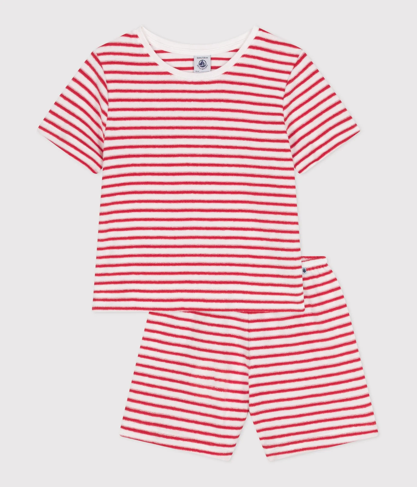 Children's striped terry cotton short pajamas