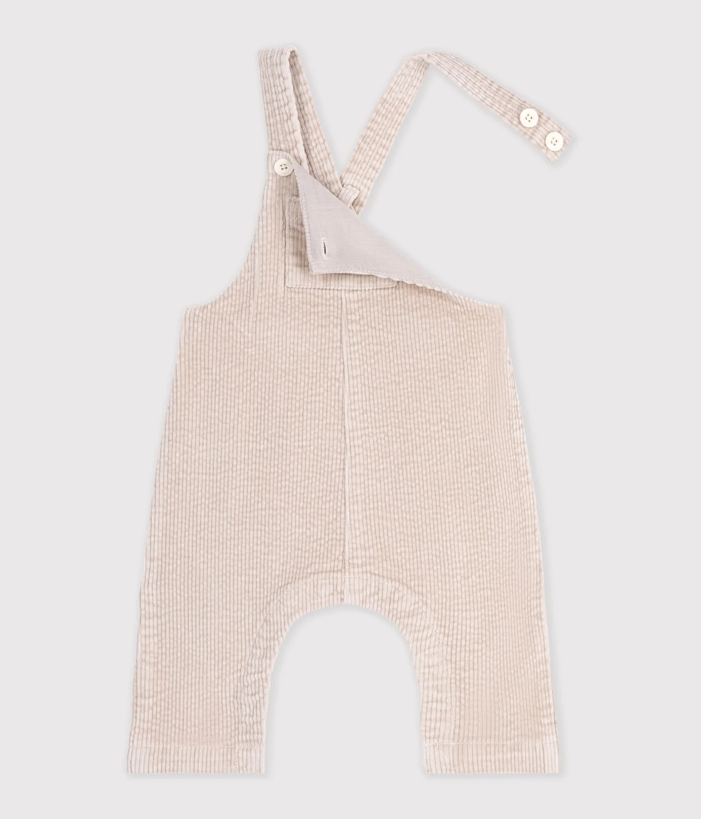 Babies' long-leg dungarees in plain corduroy