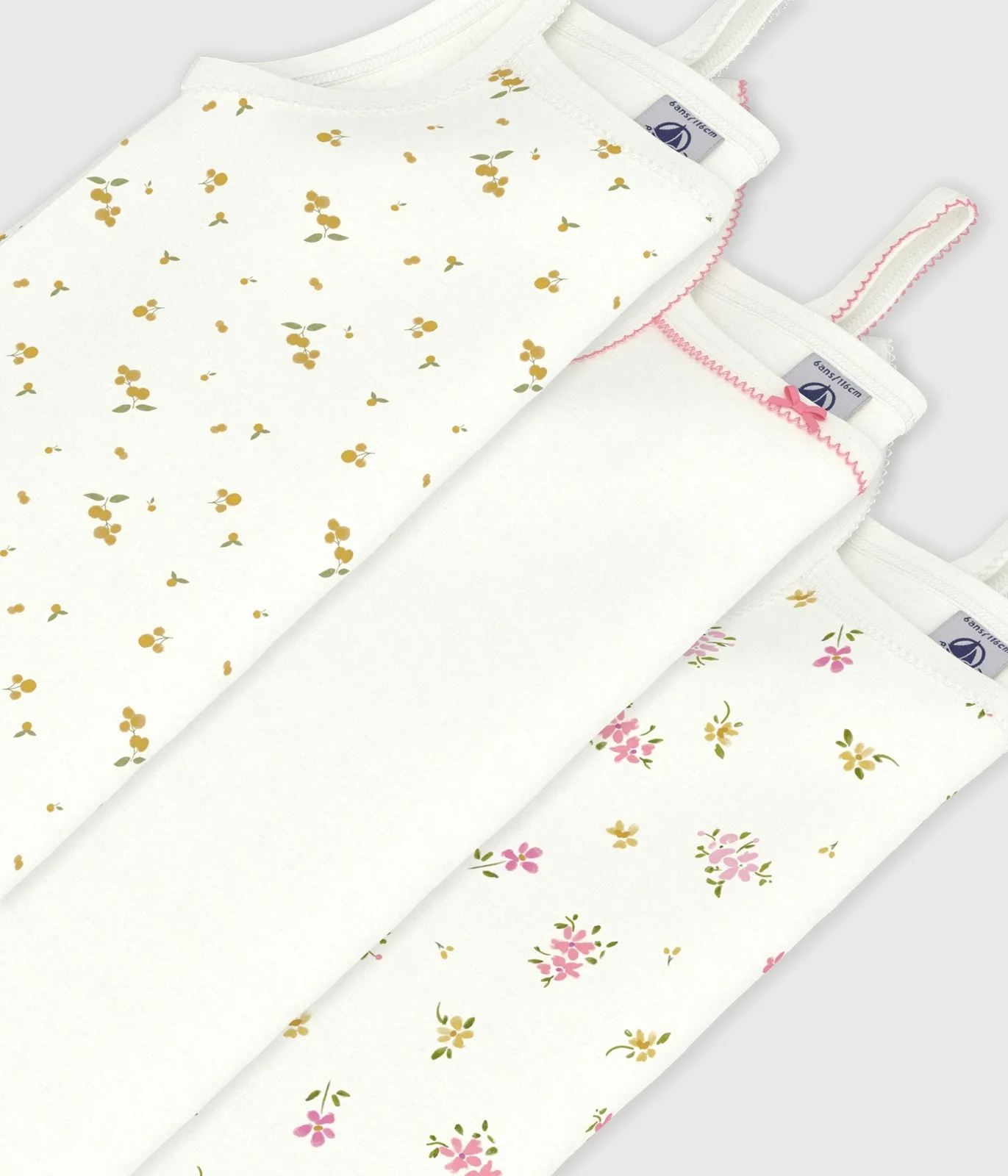 Pack of children's floral print cotton tank tops
