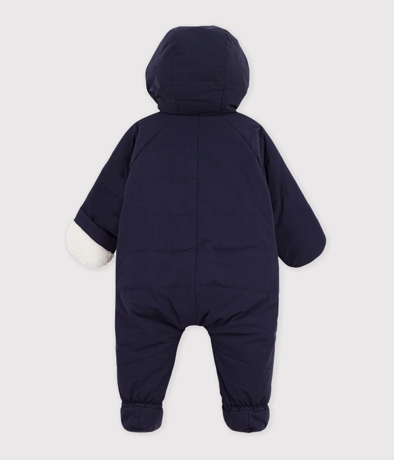 Babies' polyester snowsuit with a sherpa lining