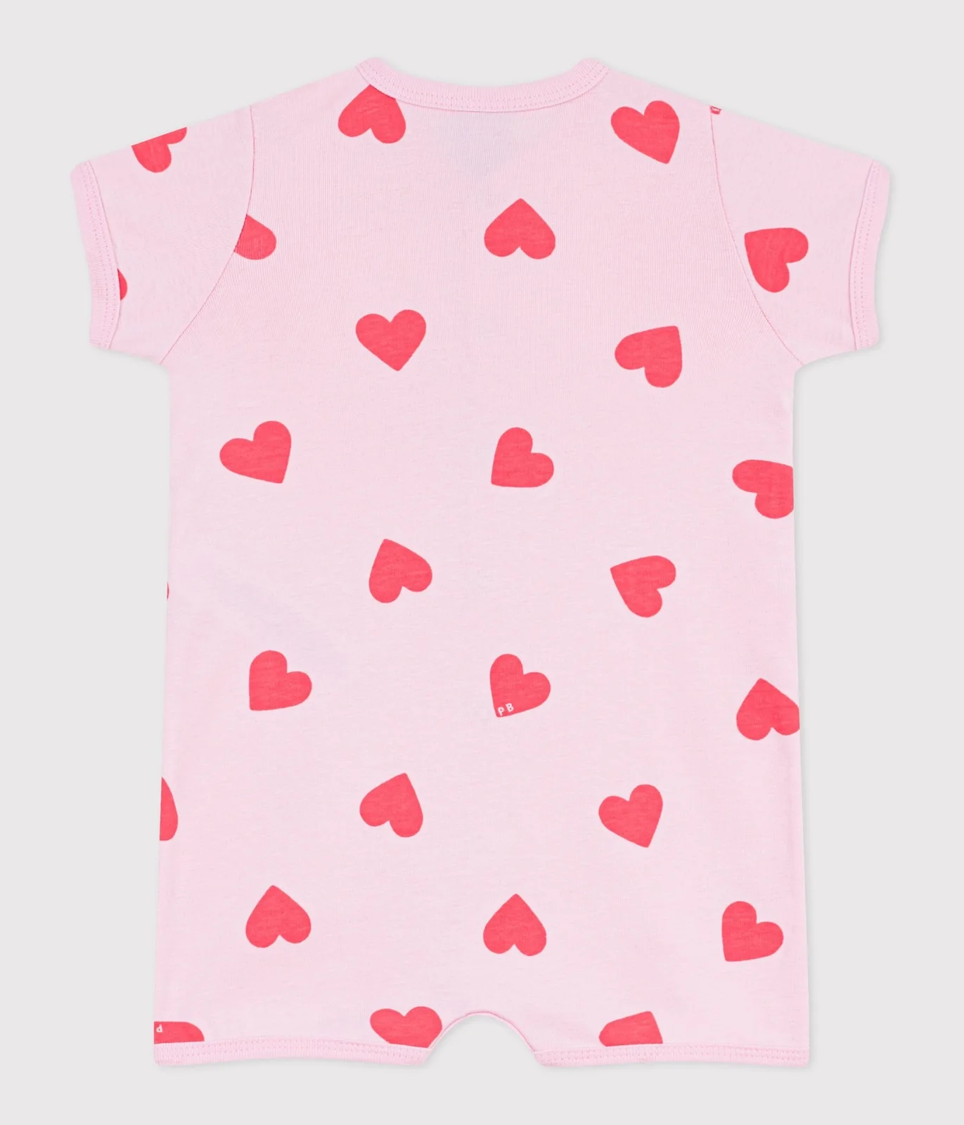 Babies' short heart print cotton jumpsuit