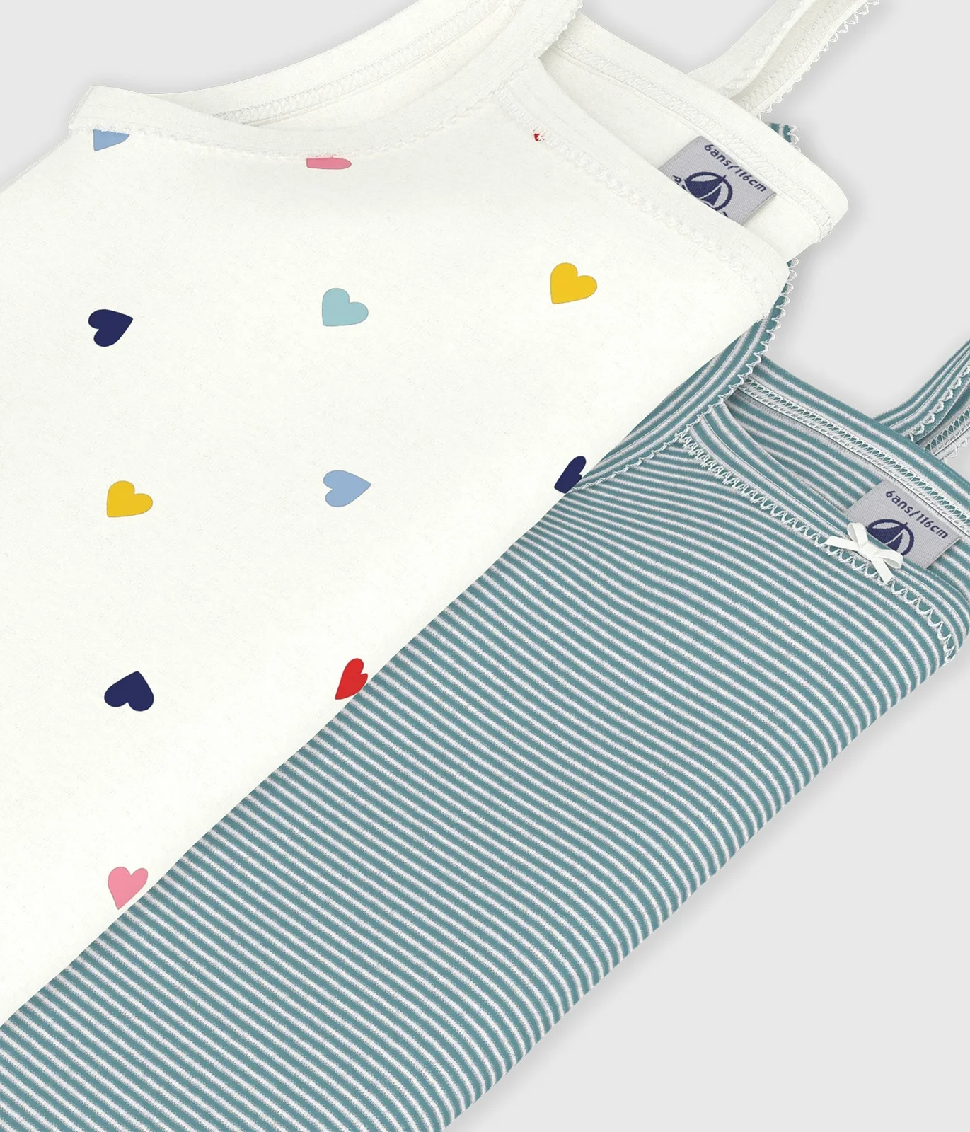 Pack of children's heart print cotton tank tops