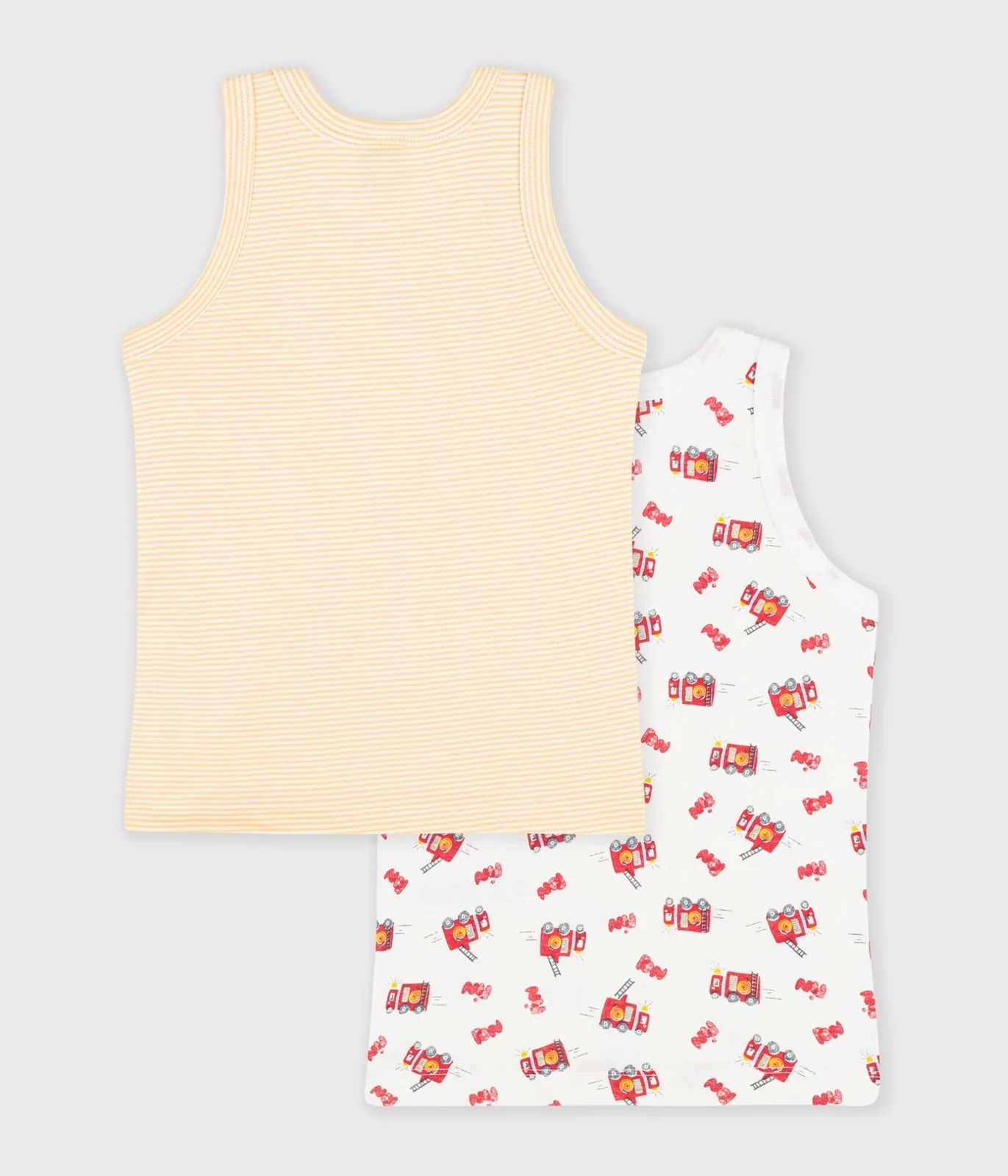 Pack of children's firefighter print cotton vest tops