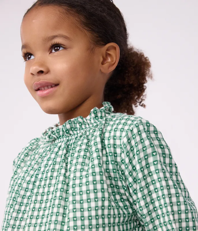 Children's long-sleeved printed cotton blouse