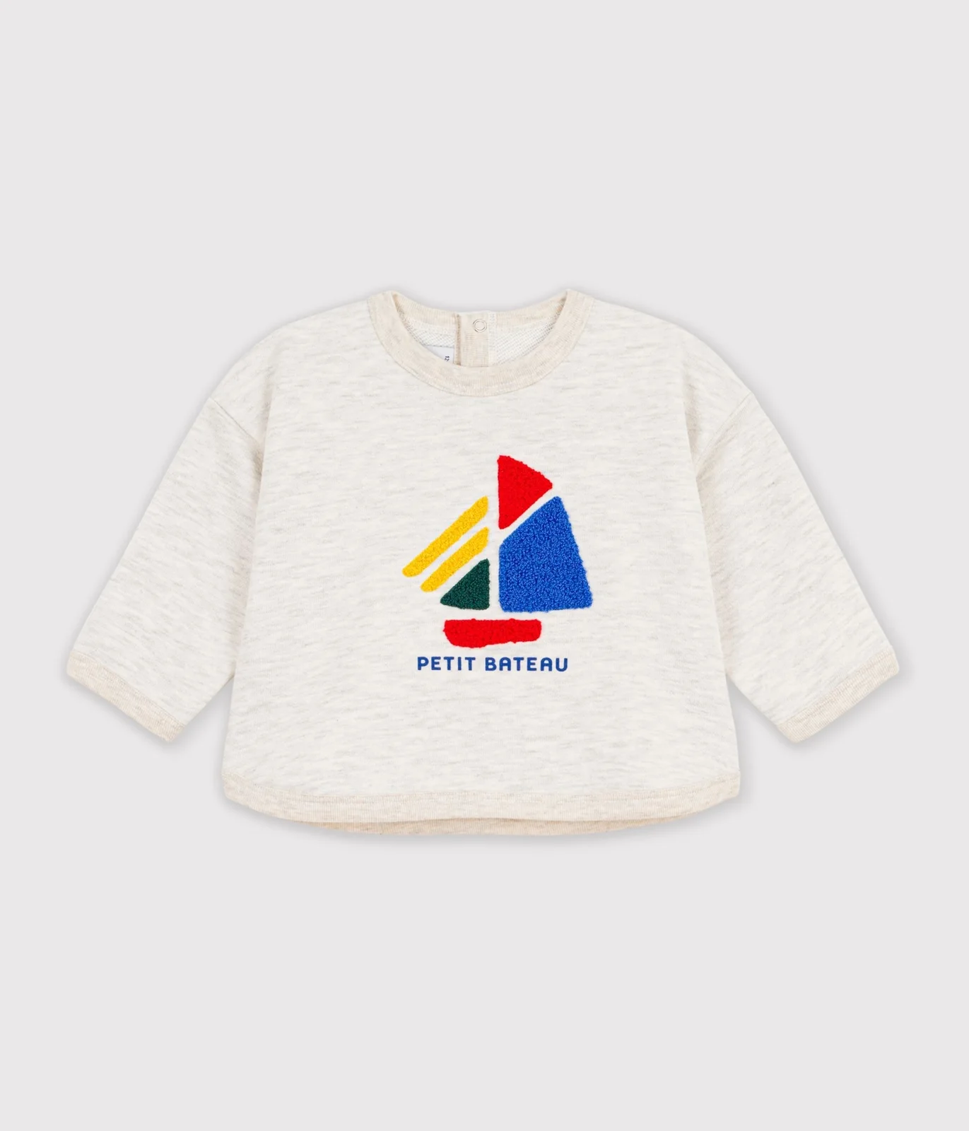 Babies' plain and boat patterned cotton sweatshirt