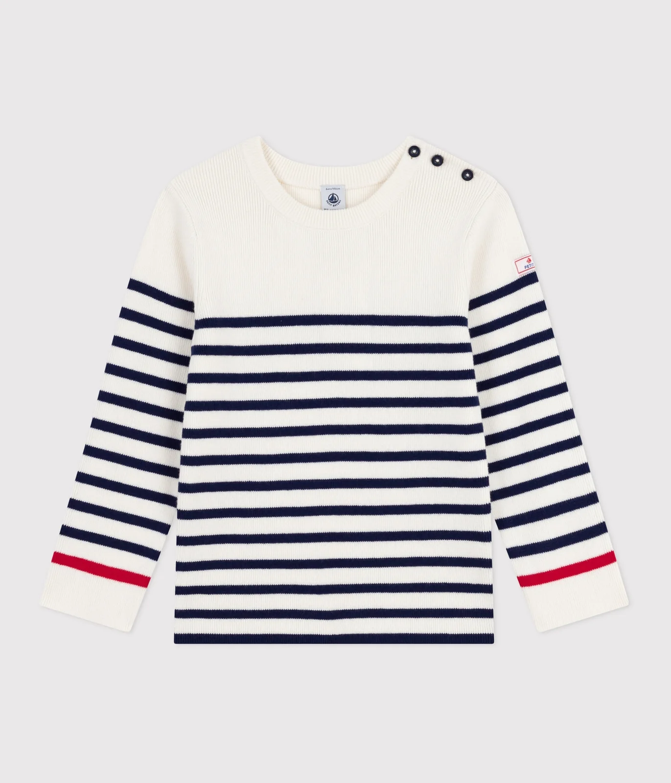 Children's stripy jumper in wool and cotton