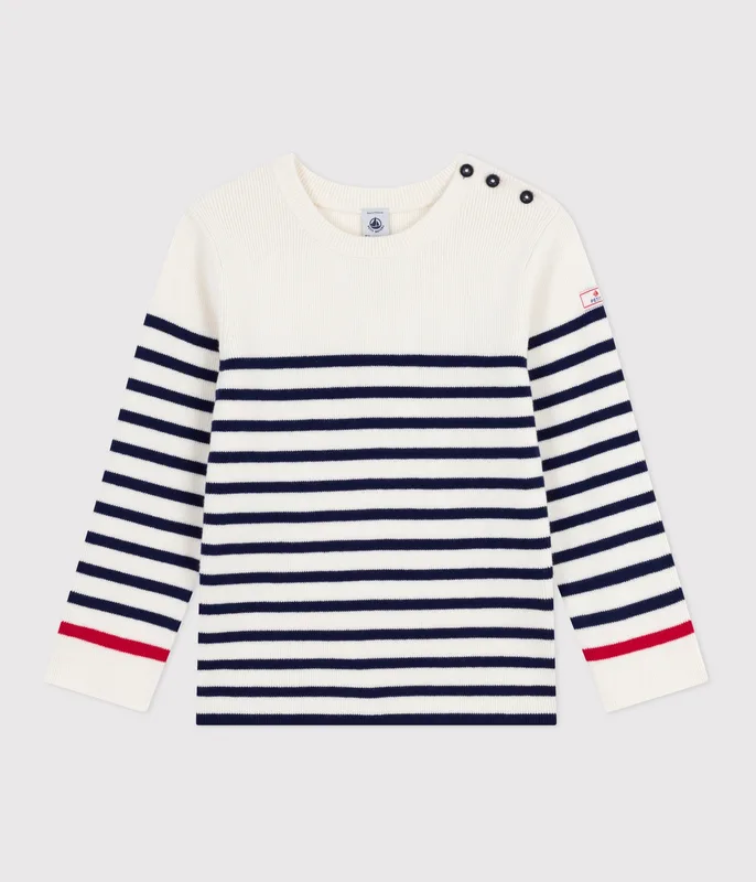 Children's stripy jumper in wool and cotton