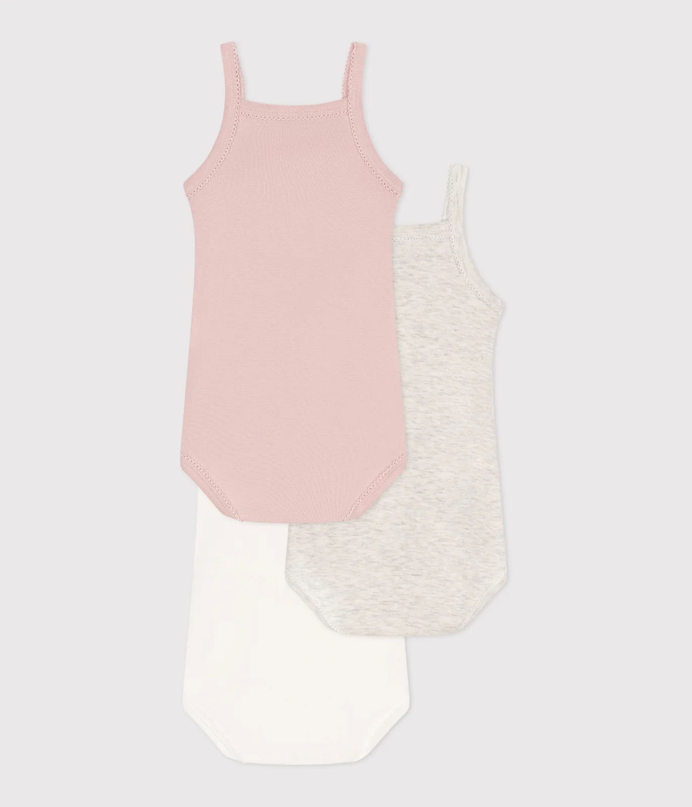 Babies' strappy plain cotton bodies - 3-Pack