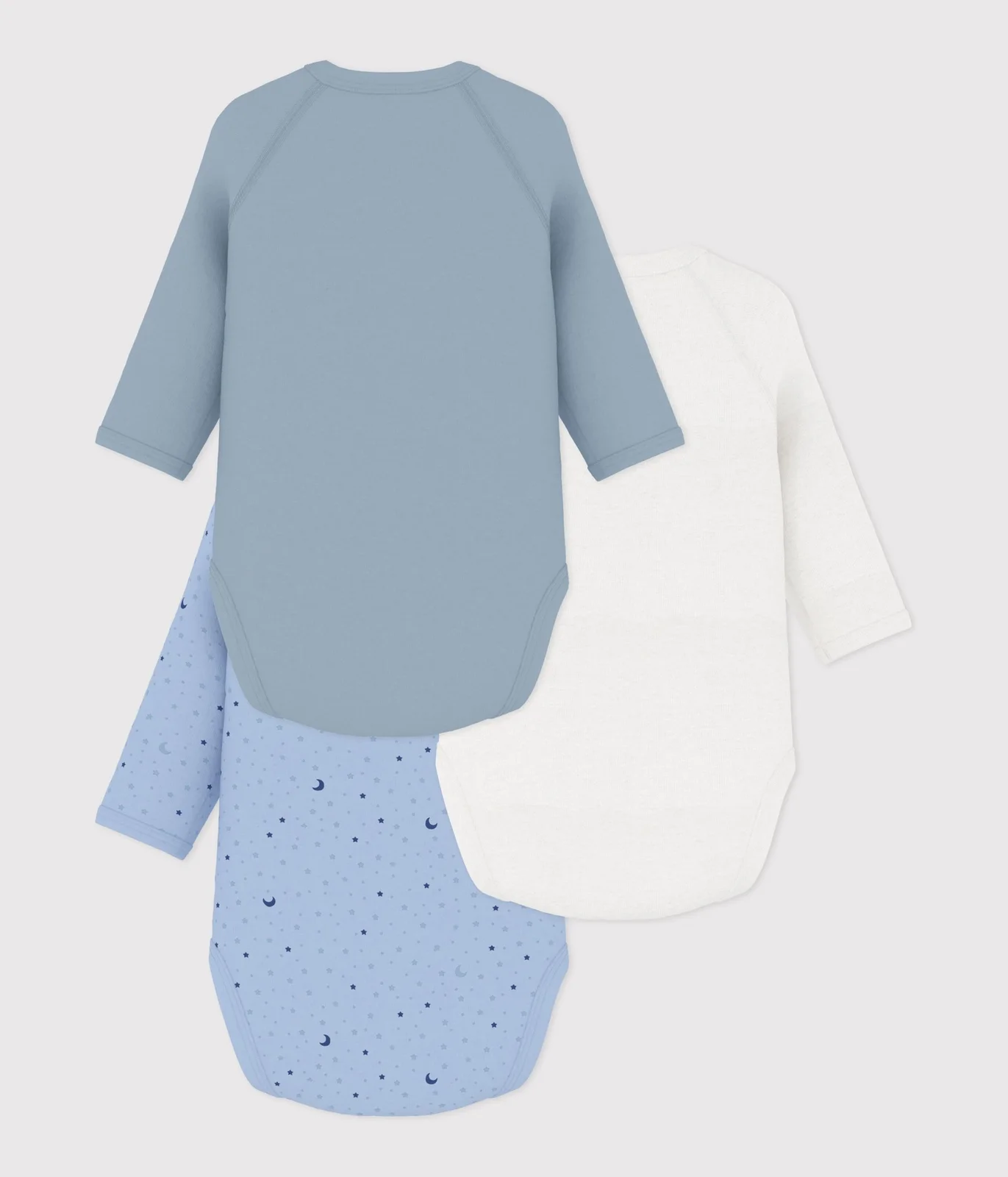 Pack of long-sleeved printed cotton wrapover bodies for babies
