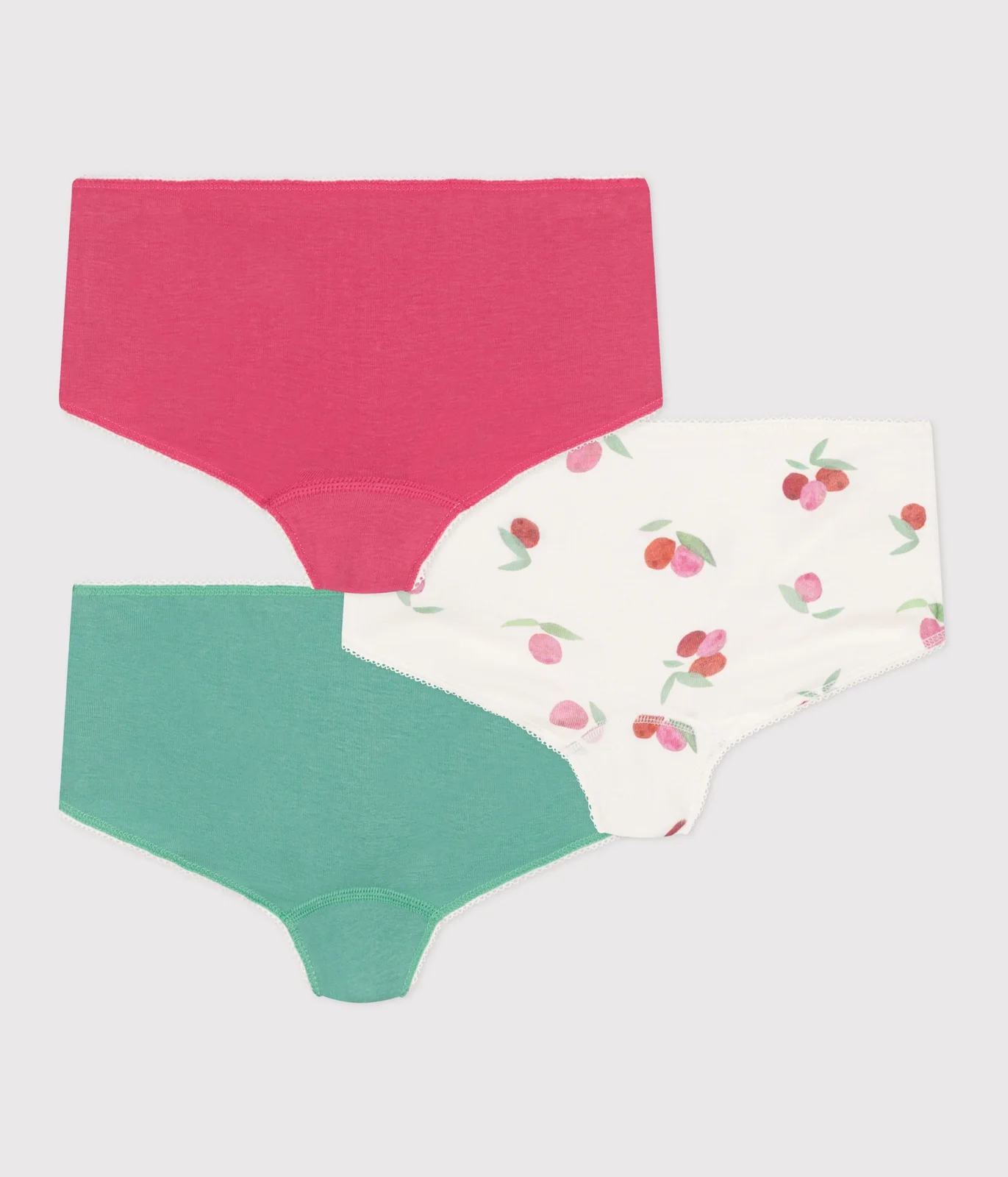 Children's fruit-print cotton  shorties - 3-pack