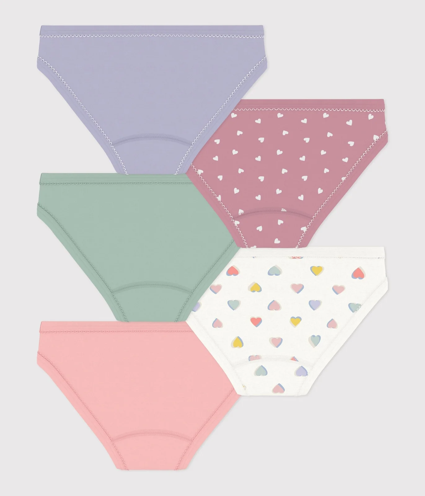 Pack of children's cotton pants with hearts