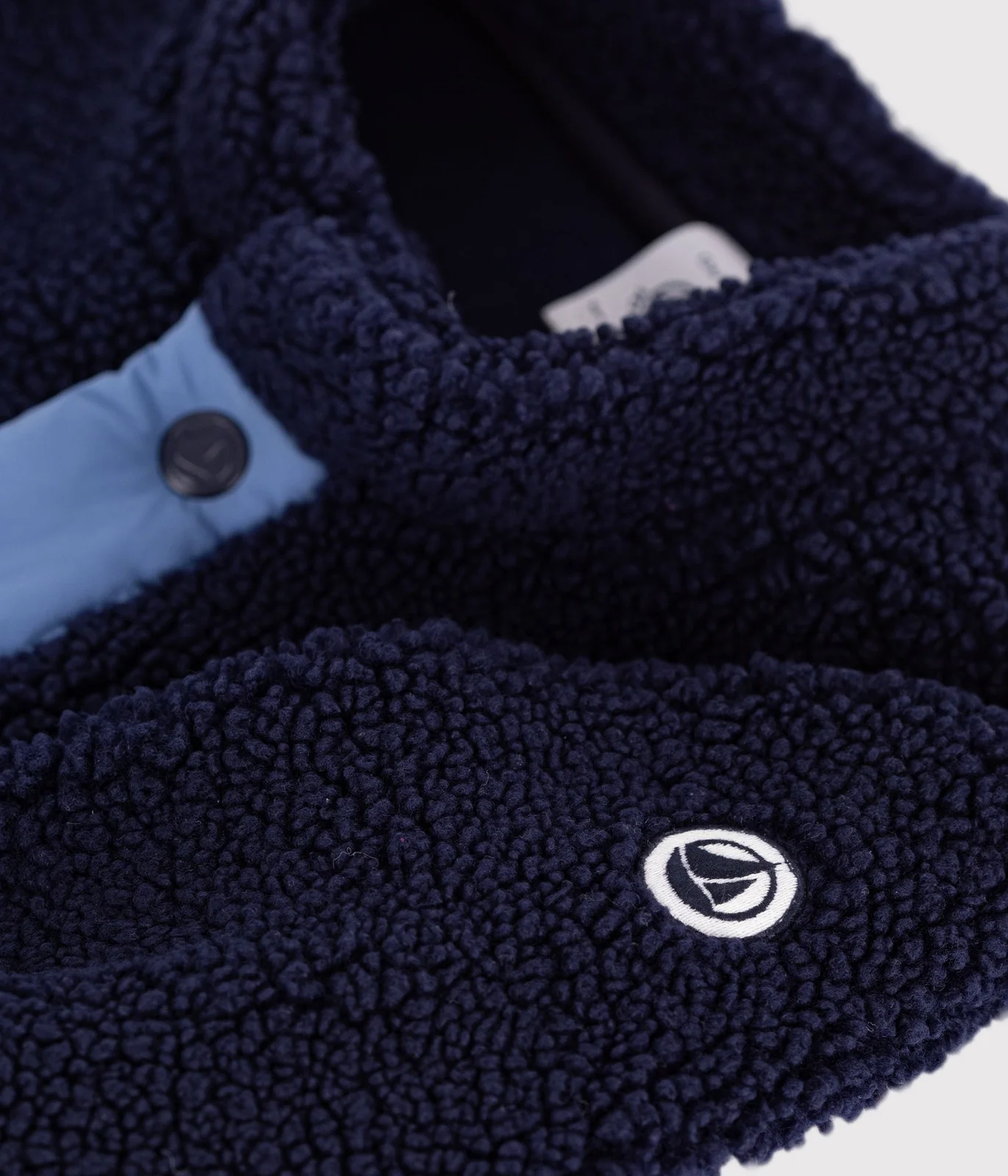Babies' plain padded sherpa coat with a hood