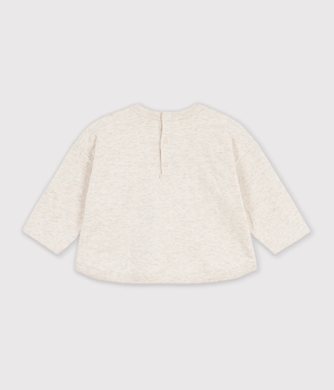 Babies' long-sleeved plain cotton T-shirt with a motif